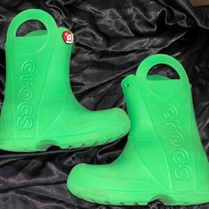 CROCS Kids Vibrant Green Rain Boots